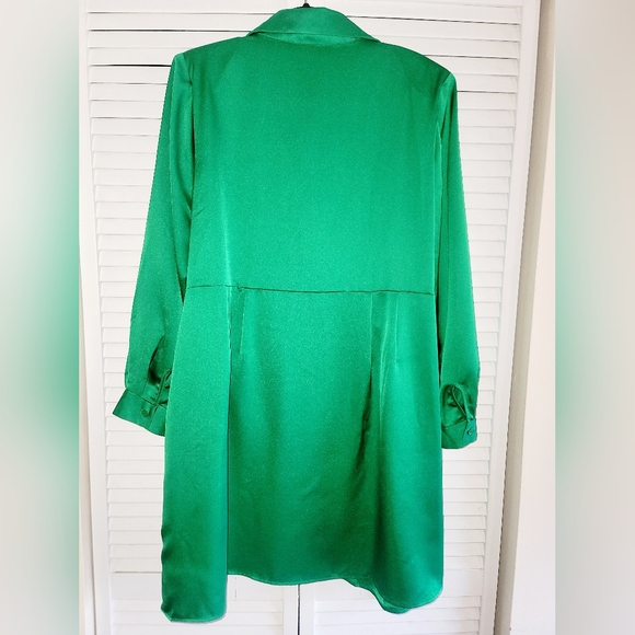 Eloquii Satin Collared Mini Wrap Dress - Picture 2 of 5